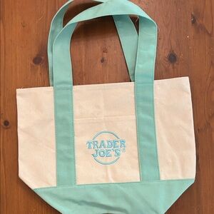 Canvas Tote Bag - Cream and Mint